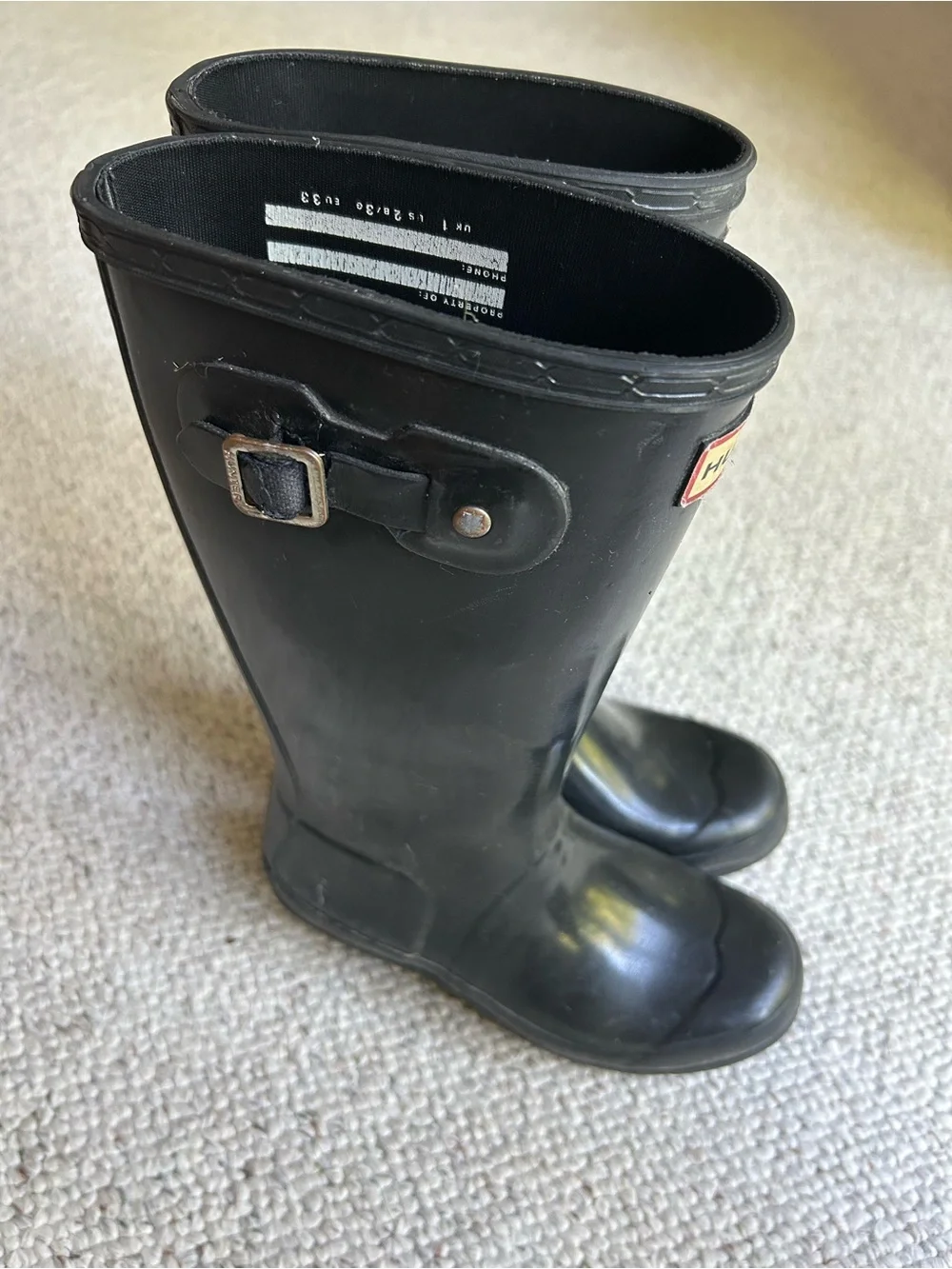 Hunter Kids Black Tall Rain Boots